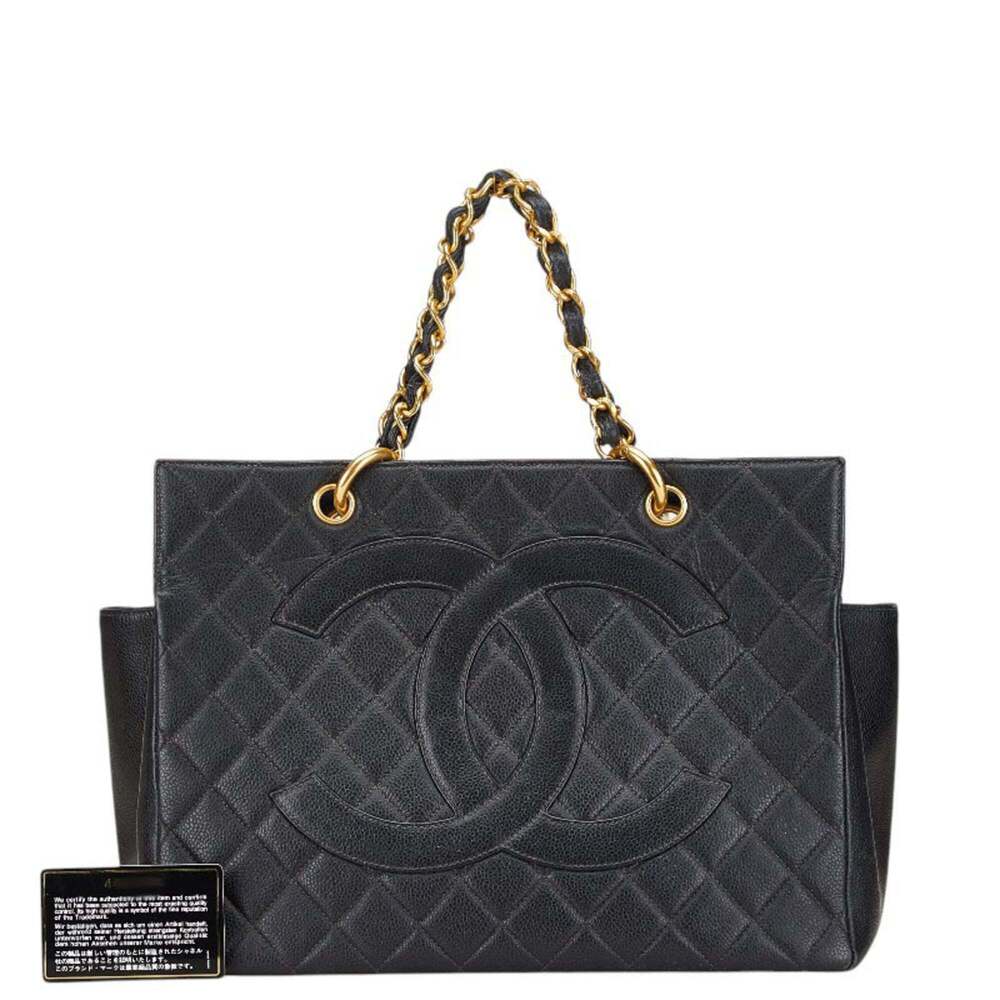 CHANEL Black Caviar Leather Logo Tote Bag - Picture 11 of 12